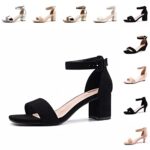 HitmarsSandales Femme Été Talon sandals Bout Ouvert Boucle confortable Ajustable Sangle de Cheville Chunky Pump Élégant Bloc 6cm Noir Or Kaki Argent Blanc EU36-EU43