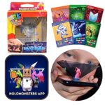 Holomonsters Hologramme 3D Jeu de Monstre virtuel interactif avec pyramide projecteur hologramme, cartes à collectionner, application mobile, jouet AR/ER pour enfants âgés de 6, 7, 8, 9, 10, 11, 12