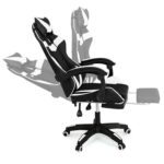 IDMarket - Fauteuil de Gaming Alex réglable avec Repose-Pied, Coussin de tête et Coussin Lombaire Noir et Blanc