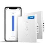 Interrupteur Volet Roulant Connecté (FIL NEUTRE REQUIS), Interrupteur de Rideau Compatible avec Alexa, Google Home et SmartThings, Contrôle de Pourcentage, Commande Vocale et Contrôle à Distance (2)