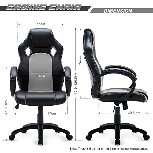 IntimaTe WM Heart Chaise Gaming Ergonomique Chaise Gamer Chaise de Bureau avec Appui-tête Fauteuil Gaming de Jeu Respirante Chaise de Maison Dossier Haut Chaise d’Ordinateur de Jeu inclinable Gris – Image 3