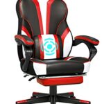 Intimate WM Heart Chaise Gaming, Chaise Gamer Ergonomique, Fauteuil Gamer avec Soutien Lombaire de Massage, Chaise de Jeu, Siege Gamer,Repos-Pieds Pliable, Accoudoir Réglable,Chaise d'ordinateur,Rouge