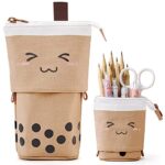 JANREAY Jolie Trousse télescopique 2-en-1, Porte-Stylo rétractable, pour Les étudiants, Le Bureau, Les Femmes, Les Filles et Les garçons, Bubble Tea, Taille Unique, Pochette supplémentaire