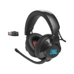 JBL Quantum 610 Wireless - Casque gaming supra-auriculaire – Sans fil 2,4 GHz et jack 3,5 mm – Avec Microphone sur tige relevable et son JBL QuantumSURROUND – Noir