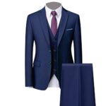 JEShifangjiusuEnsemble de Costume 3 Pièces Slim pour Hommes Costumes de Smokings de Mariage Formels Solides à 2 Boutons Châle Revers Élégant Blazer de Fête Gilet Pantalon