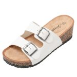 JOMIXSandales Femme Mules Femmes Compensé Chaussons d'été Tongs Femme Claquette à Talon Confortables pour Maison Piscine Plage