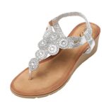 JOMIXSandales Femme Sandales élastique Sandale Réglable Sandales Tongs pour Femme d'été Confortables pour Maison Piscine Plage