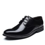 JOYTOChaussure Homme Cuir Brogue, Lacets Business Cuir Vernis Derby Mariage Dressing Oxford Noir Marron Rouge Jaune Bleu 37-48EU