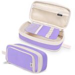 JQZONGO Trousse Scolaire, Trousse à Crayons Grande Capacité avec Manipuler, Fourniture Scolaire Sac à Crayons école Trousse Maquillage pour Enfant Étudiants Filles Garçon Femme Homme (Violet)