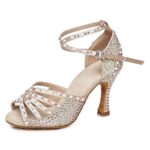 JUODVMPChaussures de Danse Latine en Cuir Professionnel pour Femmes, Chaussures de Danse de Performance de Salle de Bal Moderne pour Dames, modèle QJW1024