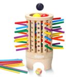 Japace Jeu de Société en Bois, Jouet Motricité Développement éducatifs Montessori, La Tour penchée de Pise Jeu de Bâton en Bois Coloré pour Famille Enfants et Adultes
