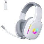 Jeecoo Casque Gamer sans Fil, 7.1 Surround Casque Gaming sans Fil avec Microphone pour PS4 ps5 PC Xbox (Blanc)