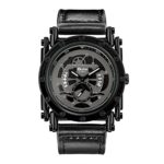 JewelryWeMontre Hommes Cadran de Calendrier à Échelle Numérique Décoré d'engrenages avec Montre Ceinture Indépendante Second Cadran