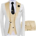 JinXuanYaCostume 3 pièces pour homme - Coupe ajustée - Foulard - Blazer - Smoking - Pour mariage - Blazer + gilet + pantalon