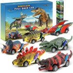 Jojoin Dinosaure Voiture Jouet - 6 Pack Dinosaure Voitures Jouet Friction avec Unique Tapis de Jeu Activité - Cadeaux de Jouets éducatifs pour Enfants Garçon Fille 3 4 5 6 7 8 Ans
