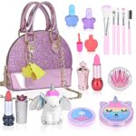 Jouets Fille 4-12 Ans, Maquillage Enfant Jouet Fille, Kit de Maquillage Lavable et Sac à Main Fille, Cadeau Princesse Jeux, Fille Jouet 4 5 6 7 8 Ans Fille Anniversaire Cadeau Filles