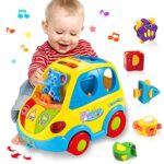 KALOISYHE Jouet Enfant 2 Ans Fille Garçon Jouets Bebe 1 an de Tri en Forme avec 5 Blocs de Voiture Rampante Jeux Montessori Bebe 6 12 Mois Cadeau Jouet Enfant 2 3 Ans Musique/Lumières