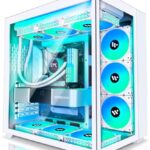 KEDIERS Boitier PC - Boitier de Jeu PC en Verre trempé Tour ATX avec 9 Ventilateurs RGB，C590，Blanc