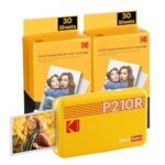 KODAK Mini 2 Retro 4PASS Imprimante Photo Mobile (5,3 x 8,6 cm) – Paquet de 68 Feuilles, Jaune