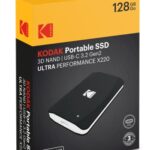 KODAK, Stockage Informatique, Disque SSD Externe, SSD Portable X220, Câble USB-C 3.2 Gen2 vers USB-A, EKSSD128GX220K