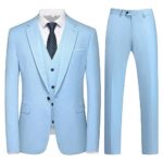 KUDMOLCostume Homme 3 pièces Mariage d'affaires Slim Fit Smoking à Un Bouton Men Suits 3 Piece pour Fête Confort Blazer Veste et Pantalon Gilet