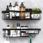 Kegii Etagere Salle De Bain Sans Percage, Etagere Douche Sans Percage, Etagere Rangement Salle De Bain,Accessoire Salle De Bain Noir