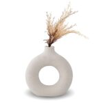 Kingbar Vase Pampa, Vase en Céramique Décoration De La Maison Minimaliste Déco Blanc Végétarien en Céramique Pot De Fleur Vase Decoratif, S