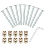 Kit 11PCS Boulons écrous M6 hex douille tête de culasse vis écrous pour lit superposé berceau meubles lits,baril boulon écrous Kit de remplacement de matériel en Acier Plaqué Zinc