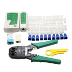 Kit outil Réseau, ALEENFOON Professionnel Kit Réseau Informatique, Testeur de Câble Réseau RJ45 RJ11 Cat5e Cat6 Cat7 Outil de Sertissage / Pince à Sertir, 50pcs RJ45 Internet Coupleur (65pcs Set)