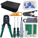 Kits réparation d'outils de Réseau, YEESON Testeur de Câble Ethernet LAN Computer Maintenance Coaxial à Sertir pour Câble RJ-45/11/12 Cat5 / 5e avec Accessoires de Connecteur