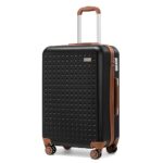 KonoGrande Valise 76cm, Valise Soute en ABS Valise Rigide 4 roulettes Valise de Voyage avec Serrure TSA (Noir)