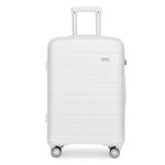 KonoValise Trolley Cabine 55cm Bagage à Main Rigide en Polypropylène Ultra Léger à 4 roulettes avec Serrure TSA Intégré 40L (Blanc)