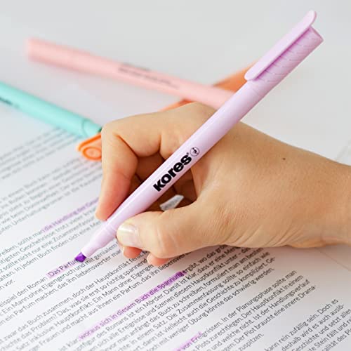 Kores - High Liner : Surligneurs Pastel Fins, Pointe Biseautée et Encre à Base d'Eau, Fournitures Scolaires et de Bureau, Paquet de 6 Couleurs Assorties – Image 3
