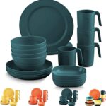 Kyraton Assiettes Service de Table plastique 20 PCS, vaisselle et arts de la table Non fragile et léger Idéal pour voyage, pique nique, intérieur, extérieur, micro ondes sécurité