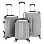LEADZMSet de 3 valises de Voyage de ABS Valise Trolley de Voyage avec Roues silencieuses à 360° (Gris)