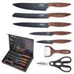 LEBENLANG Set Couteaux de cuisine professionnels 7 pièces avec éplucheur et ciseaux de cuisine - Accessoires de couteaux tranchants