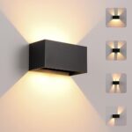 LED Applique Murale intérieur/Extérieur,24W 3000K blanc chaud Lampe Murale,Moderne Luminaire Murale,Éclairage Murals Etanche IP65,Appliques Murales avec haut et bas Angle de Faisceau Réglable,Noir