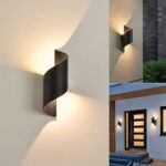 LED Applique Murale intérieur/Extérieur,10W 3000K blanc chaud Lampe,Moderne Up Down Luminaire,Éclairage Etanche IP65,Spirale Métal pour Bar,Chambre à Coucher,Noir