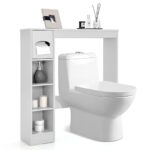 LIFEZEAL Meuble au-Dessus Toilettes WC avec 2 Étagères Réglables et Porte-Papier, Meuble Rangement Machine à Laver en Bois, pour Salle de Bains, Balcon,75,5 x 19,5 x 81,5 cm (Blanc)