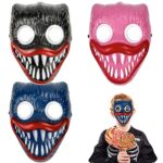 LIVESTNGénérique Masque d'horreur Huggy Wuggy, 3 Pièces Huggy Wuggy masque Halloween Masque poppy playtime masques pour Carnaval, Halloween, Cosplay et fêtes pour hommes, femmes, enfants