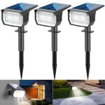 LOTMOS Spot Solaire Exterieur [3 Pack/72LED], 3 Modes IP67 Étanche Lampes Solaires Exterieures Jardin, 6500K Fonction 2 en 1 Spot Exterieur Pour Cour, Clôture, Chemin, Allée, Porche, Jardin, etc.