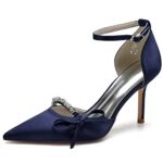 LRMYMHYFemme Talons Aiguilles Escarpins de fête Bride Cheville Bout Pointu Stain Chaussures de Mariage de mariée avce Strass
