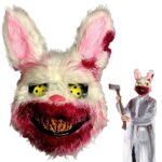 LYNBLYSanglant Masque de lapin, Masque De horreur De Lapin Halloween, Réaliste Effrayant Masque de lapin pour Enfant Adulte, Halloween Party Cosplay Costume Mascarades Accessoires