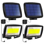 Lampe Solaire Exterieur Jardin, Lumiere Solaire Exterieur avec detecteur de mouvement Jardin LED Eclairage Exterieur Solaire Spot projecteur étanche Sans Fil IP65 avec 3 Modes pour Patio Garage