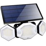 Lampe Solaire Exterieur 6000mAh Lumière Solaire Extérieure avec Détecteur de Mouvement 1200LM/IP65 Imperméable Eclairage Exerieur Solaire Projecteur LED de Sécurité éclairage mural d'extérieur