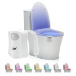 Lampe de Toilette, Veilleuse LED pour WC Salle de Bain Capteur Détecteur PIR 8 Changement de Couleurs Éclairage (seulement s'active dans l'obscurité)