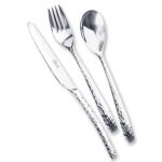 Lebrun Couverts - Ménagère et Service 24 Pièces FACETTE- Acer Inox -Coffret Table 6 Personnes -Set de 24 Couverts Art de la table -6 Fourchettes, 6 Couteaux, 6 Cuillères à soupe et 6 Petites Cuillères