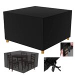Leju Art Housse Salon de Jardin Carré 110x110x71cm(43x43x28in) 420D Oxford Imperméable Bâche Protection Meubles Table Extérieure Coupe-Vent Anti-UV Résistant Au Froid Meuble Patio, Noir