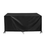 Leju Art Housse Table Jardin 140x90x75cm Noir 420D Tissu Oxford Imperméable Résistance Anti-UV Bache Table Jardin Housses Protection mobilier Jardin avec Corde et Boucle Verrouillage
