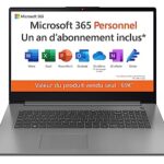 Lenovo IdeaPad 3 17ITL6 Ordinateur Portable 17.3’’ HD+ (Intel Pentium Gold 7505,RAM 4Go,128Go SSD,Intel UHD Graphics,Windows 11 Home en Mode S,Microsoft 365 Personnel Inclus) Clavier AZERTY (FR), Gris